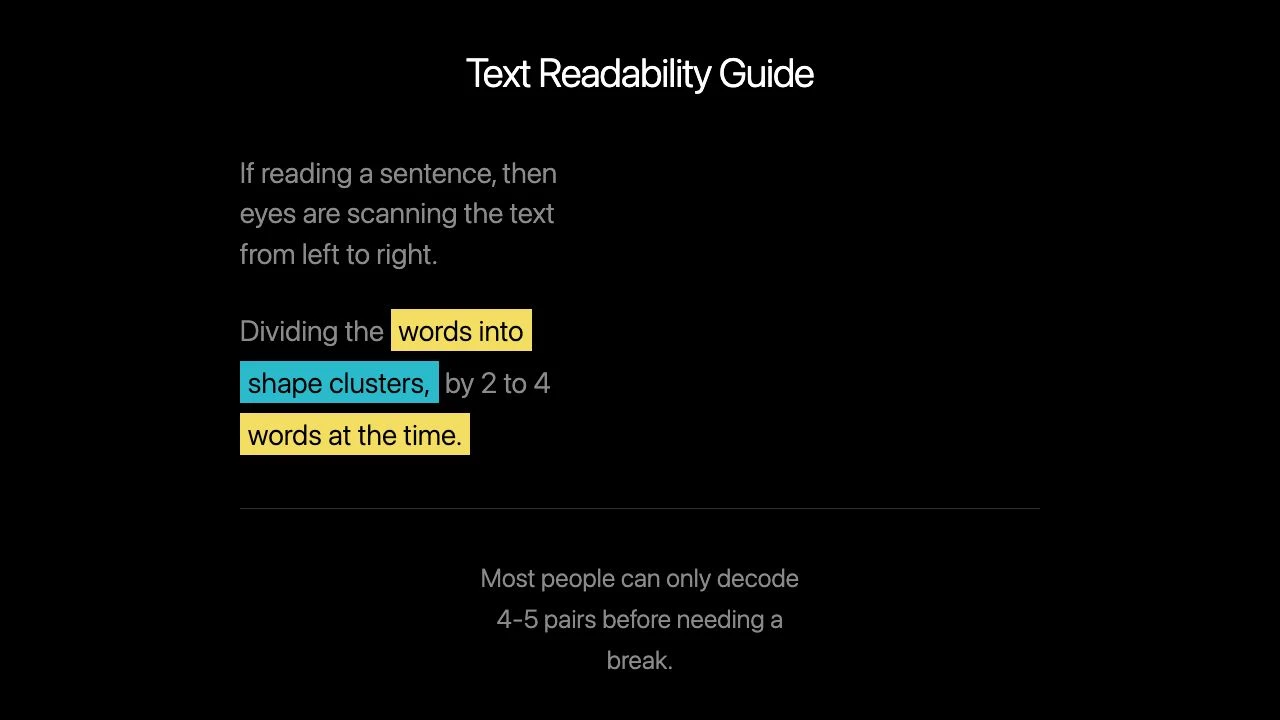 Text Readability Guide: actual tool screenshot