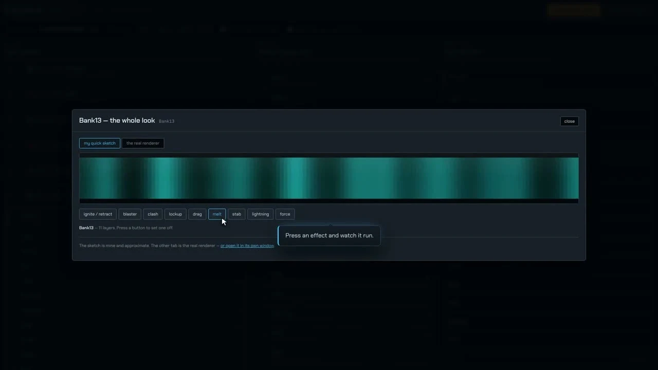 Actual SaberLab interface with a blade-effect preview and controls