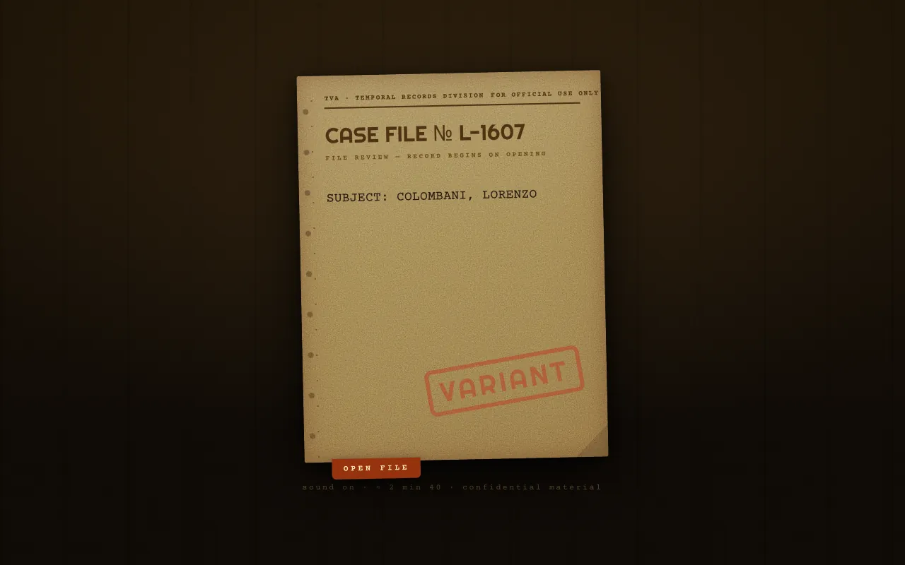 TVA Case File — the case folder cover