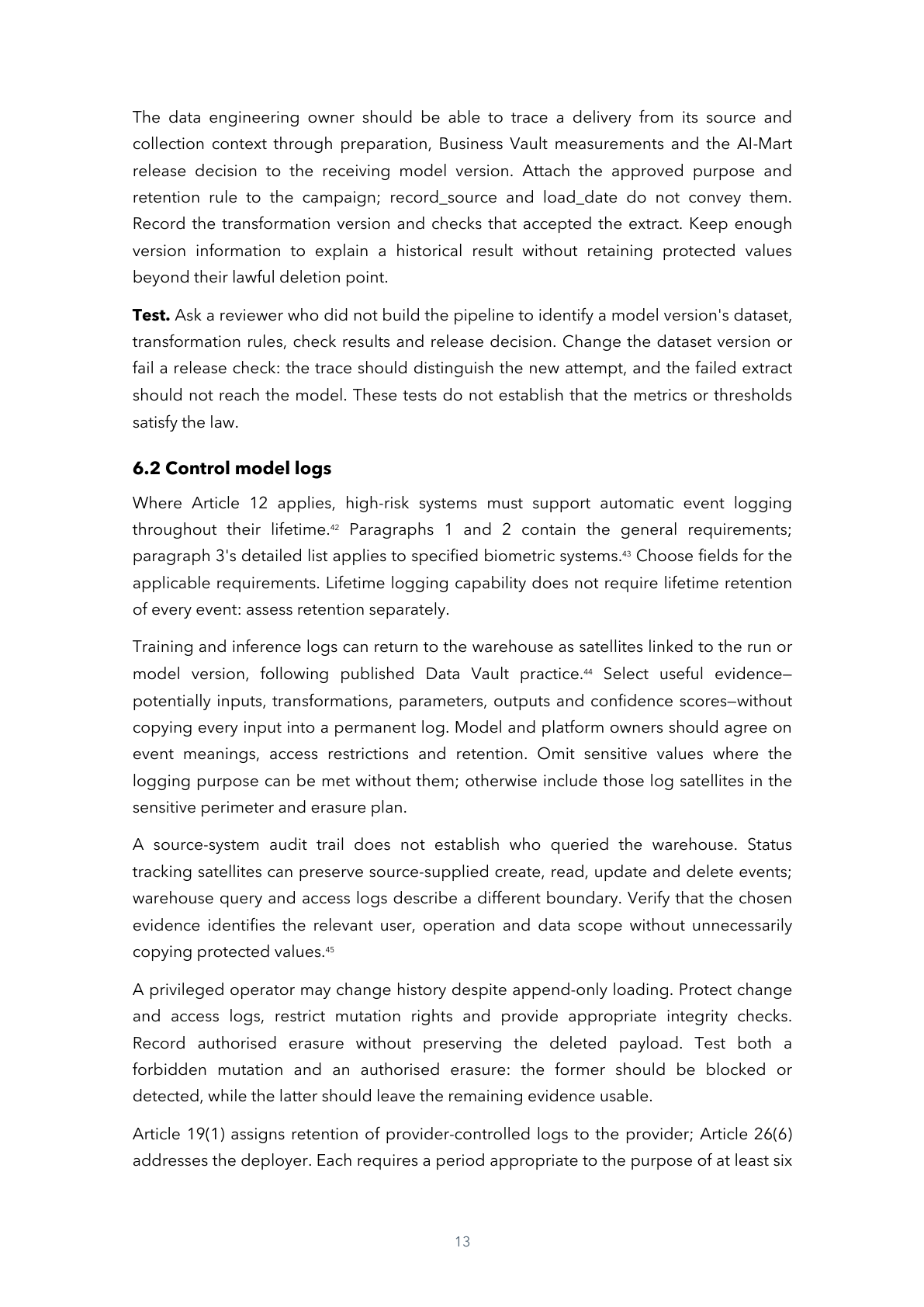 Page 13 of 24 — Keep It Secret, Keep It (in a) Safe, Then Cast It into the Fire: Engineering AI Act Data Governance — A Practical Guide for Data Teams